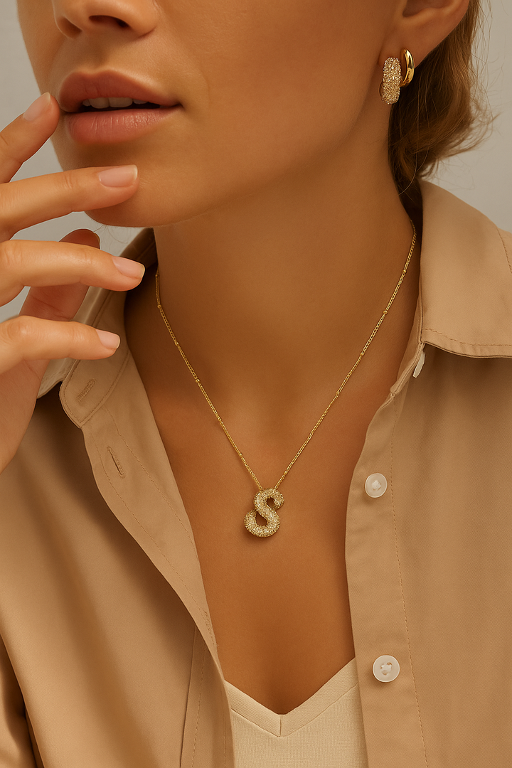 Golden letter initial necklace