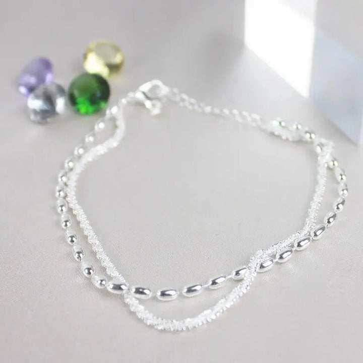 Elegant Silver Bracelet with Zirconia Stones