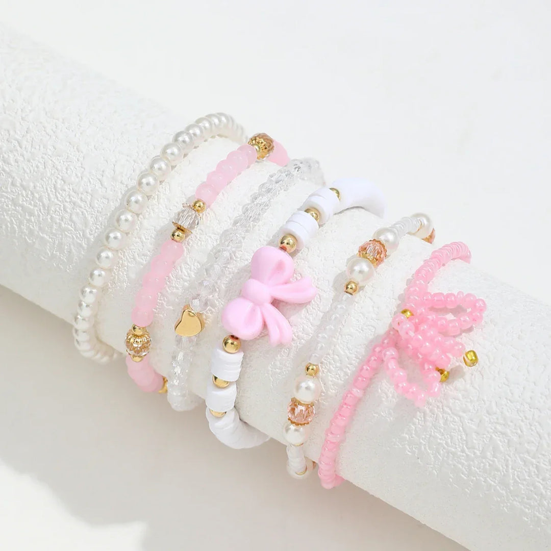 Pearl Love Bow Bracelet Set