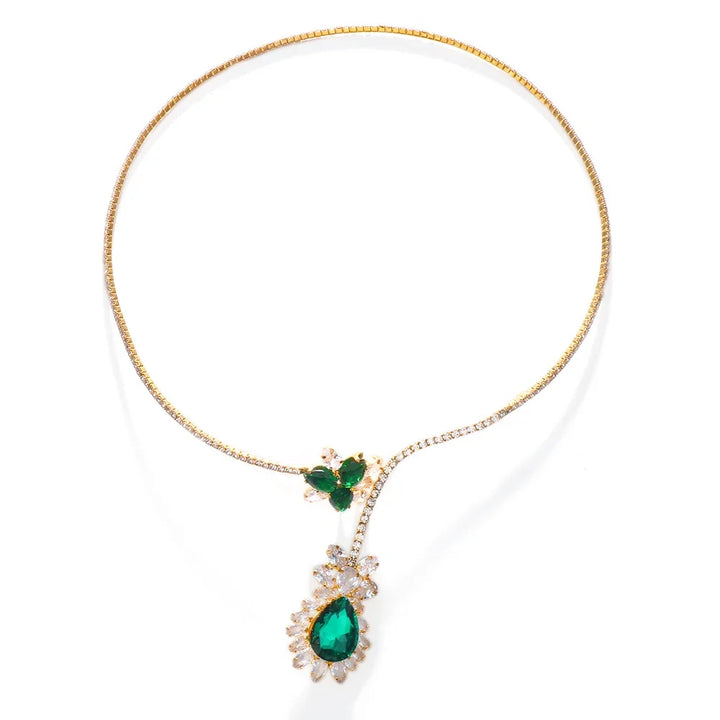 Vintage Emerald Blossom Necklace