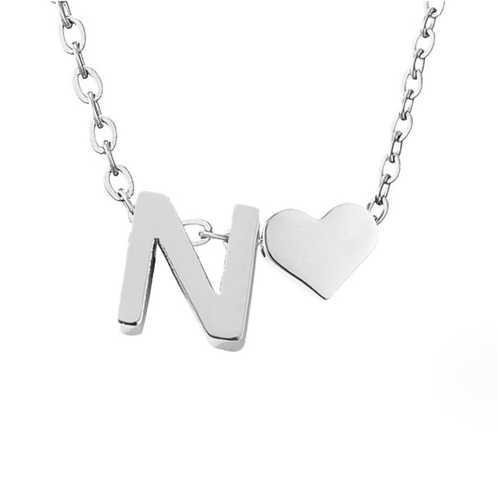 Minimalist Initial Necklace with Heart Charm